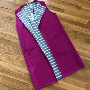 rain+rose Open Sleeveless Long Sweater Vest